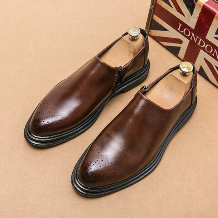 Loafers För Herr Med Brogue-Detalj, Sidoficka Och Vadderad Innersula