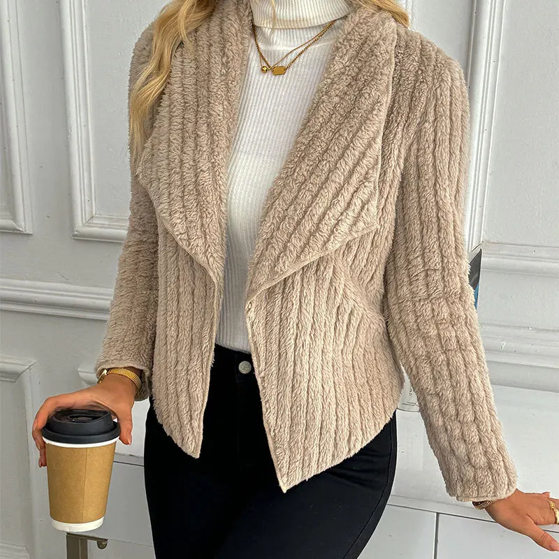 Damväst Beige Ribbad Avslappnad Passform