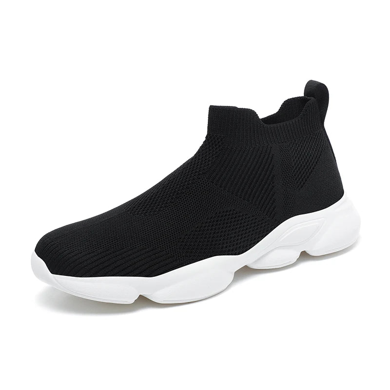 Herrsneakers med Strumpstil, Stickat Ovandel, Halkfri Sula