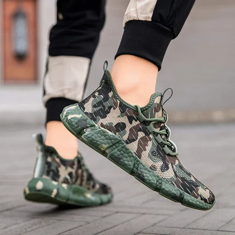 Herrsneakers Andasbart Mesh Kamouflagedesign Tjock Sula