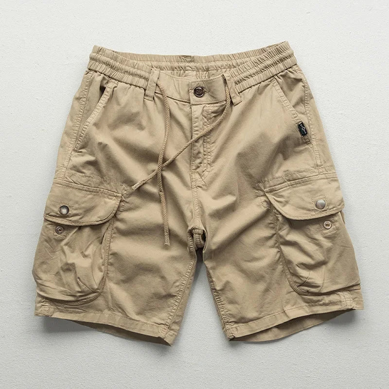 Herrcargo-shorts med dragsko i midjan, avslappnad passform och flera fickor, 15 cm beninnerlängd