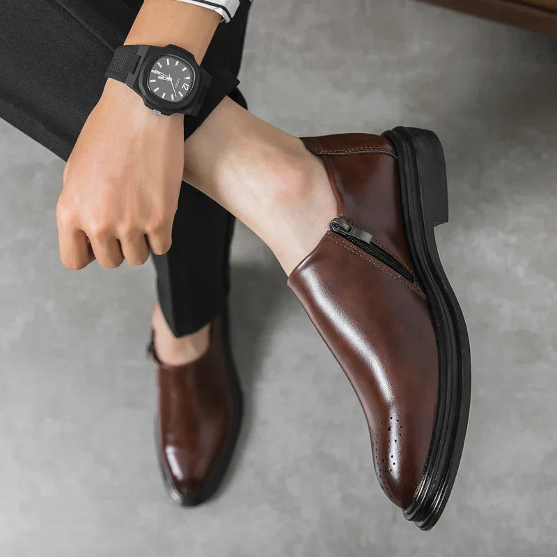 Loafers För Herr Med Brogue-Detalj, Sidoficka Och Vadderad Innersula