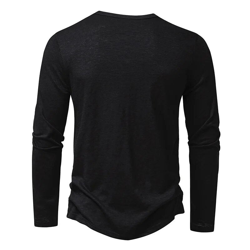 Herr Henley-tröja Slim Fit Långärmad