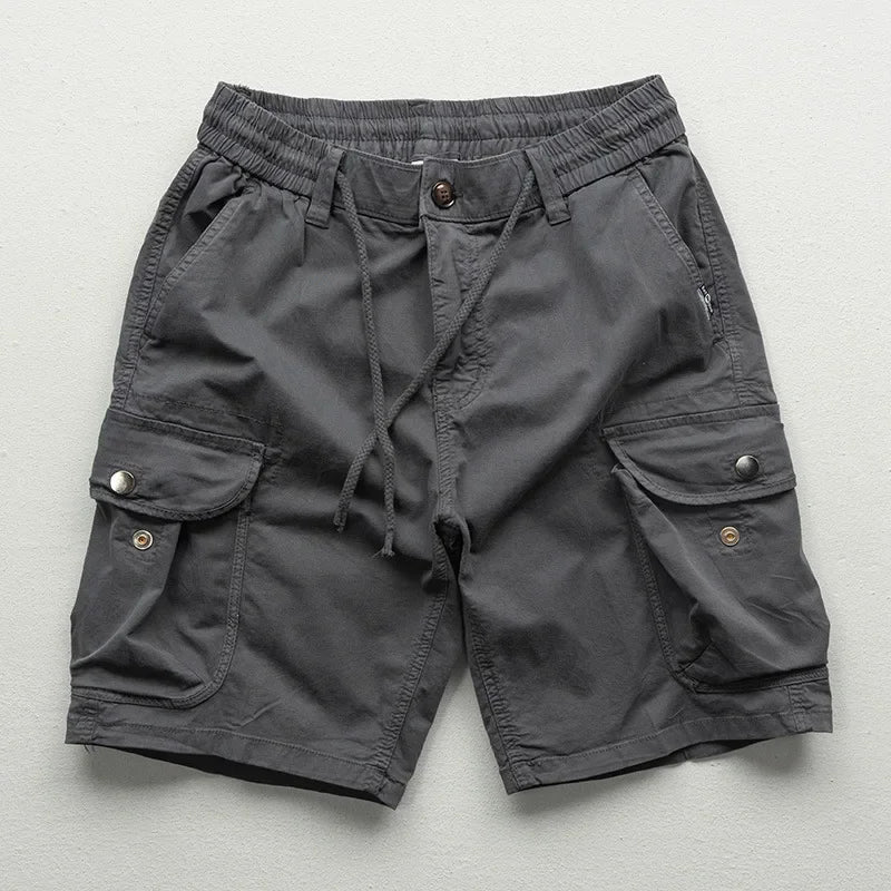 Herrcargo-shorts med dragsko i midjan, avslappnad passform och flera fickor, 15 cm beninnerlängd