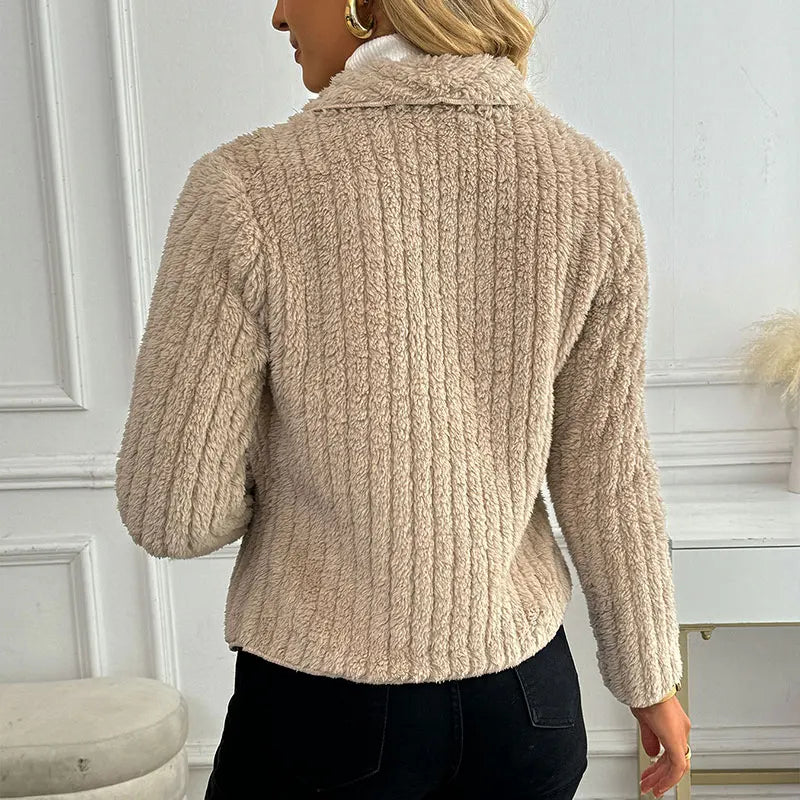 Damväst Beige Ribbad Avslappnad Passform