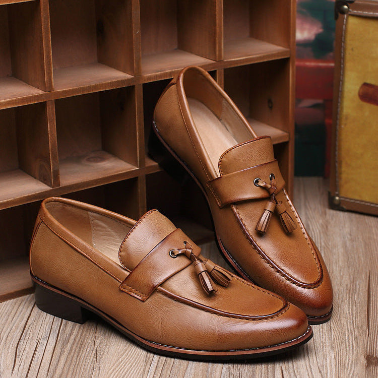 Herrloafers Slip-On med Dubbel Toffs och Satinskimrande Ovandel