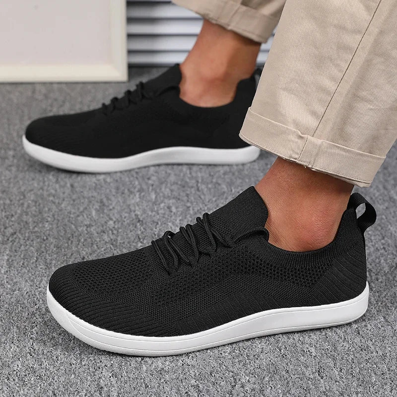 Herrsneakers Med Andningsbar Mesh, Bred Tå, Vadderad Innersula