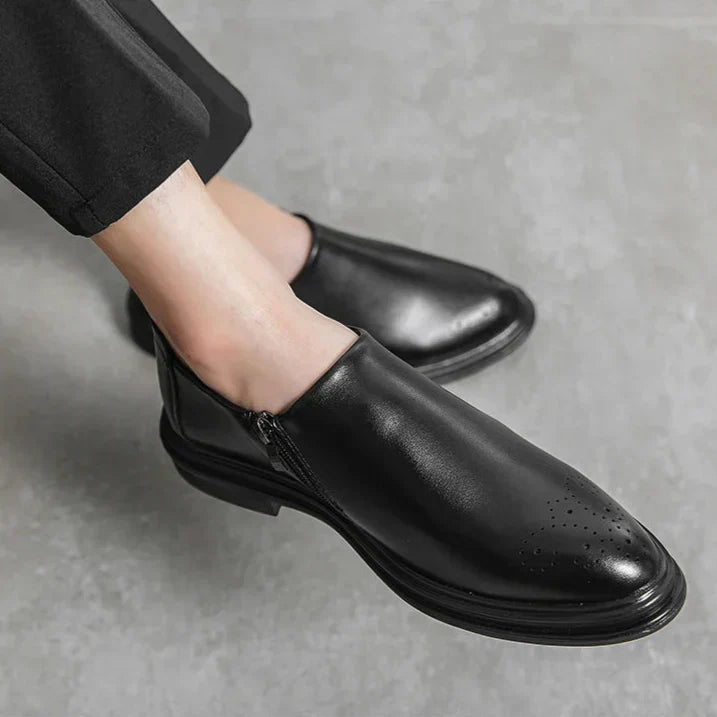 Loafers För Herr Med Brogue-Detalj, Sidoficka Och Vadderad Innersula