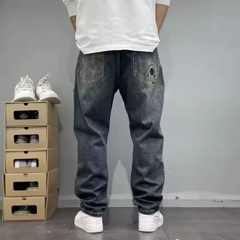 Herrjeans Relaxed Fit med Distressed- och Sömmdetaljer