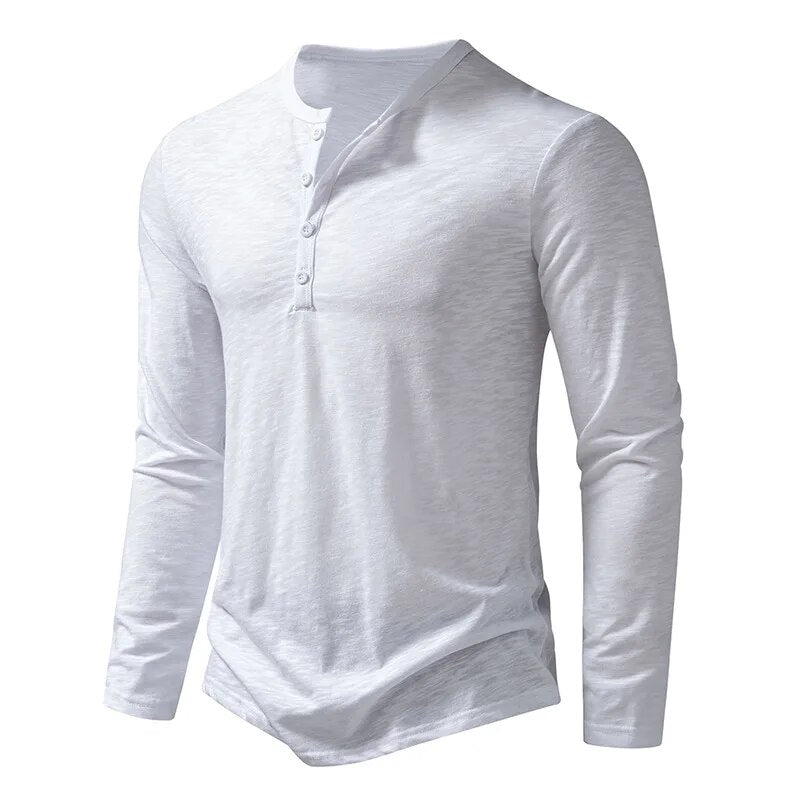 Herr Henley-tröja Slim Fit Långärmad
