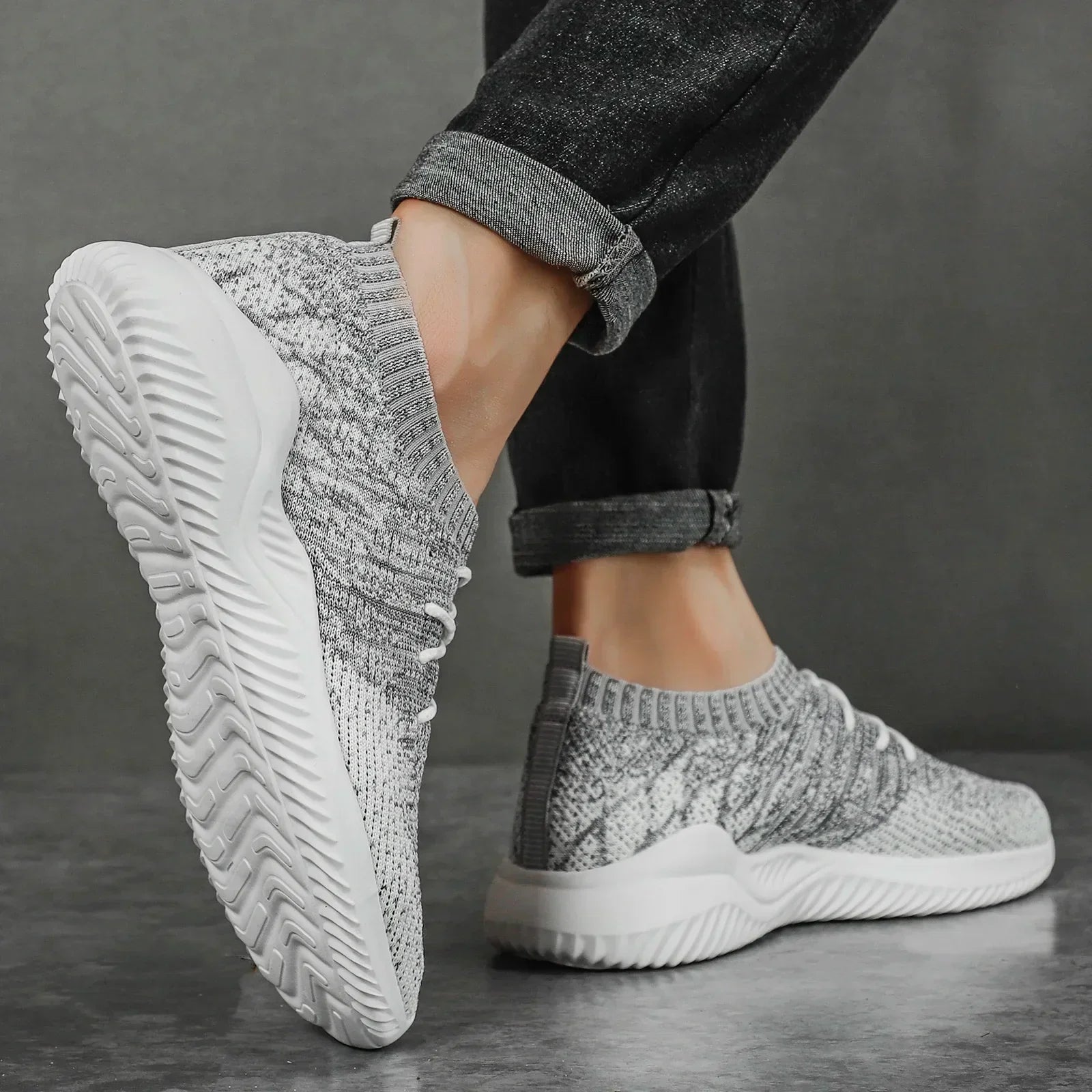 Herr Mesh Sneakers med Stretchkrage och Gummiyttersula