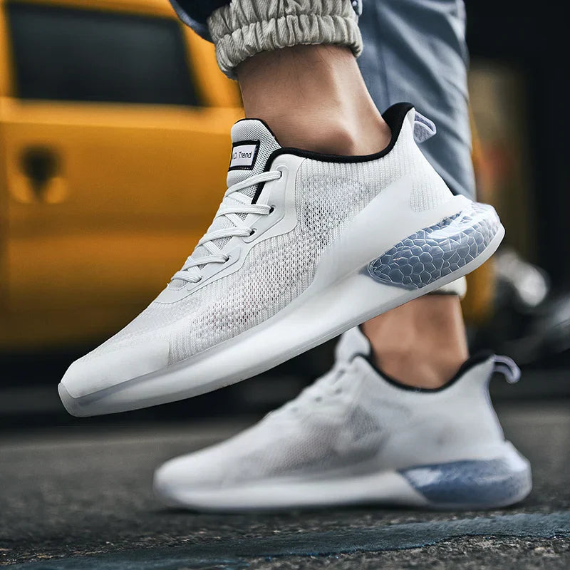 Herrsneakers Andningsbara Mesh-Detaljer, Dämpade Sular, Lätta