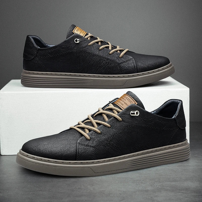 Herrsneakers Med Sydd Ovandel Och Ren Silhuett