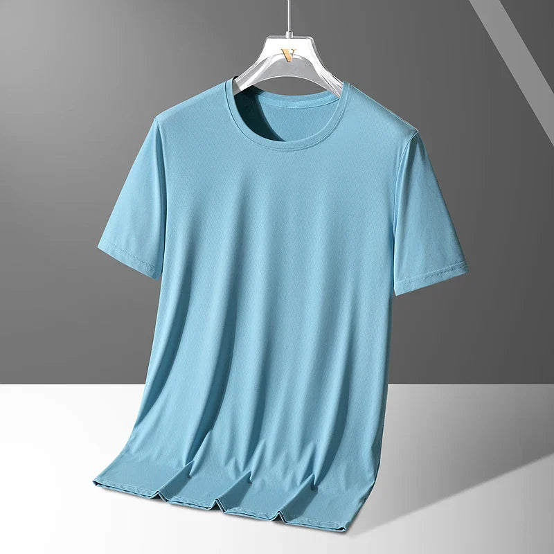 Herr T-shirt Snabbtorkande Stretch Passform Rund Halsringning