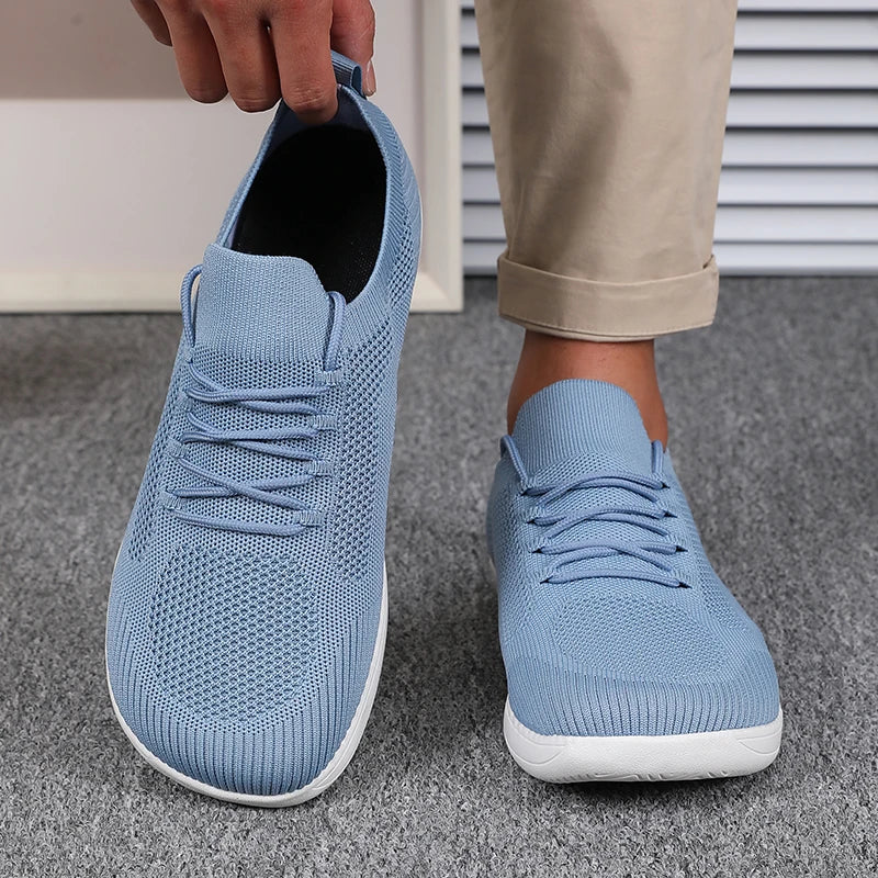 Herrsneakers Med Andningsbar Mesh, Bred Tå, Vadderad Innersula