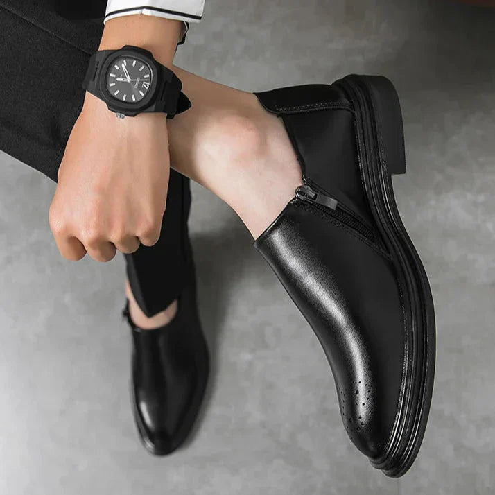 Loafers För Herr Med Brogue-Detalj, Sidoficka Och Vadderad Innersula