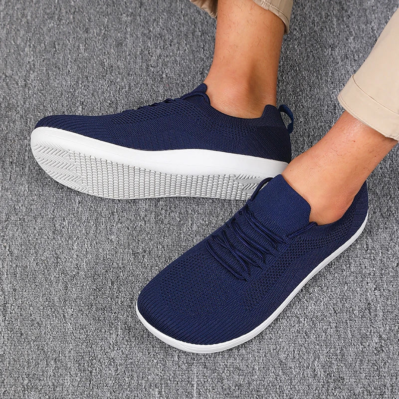 Herrsneakers Med Andningsbar Mesh, Bred Tå, Vadderad Innersula