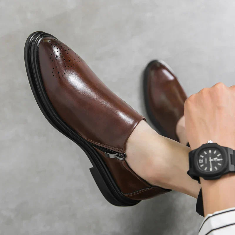 Loafers För Herr Med Brogue-Detalj, Sidoficka Och Vadderad Innersula