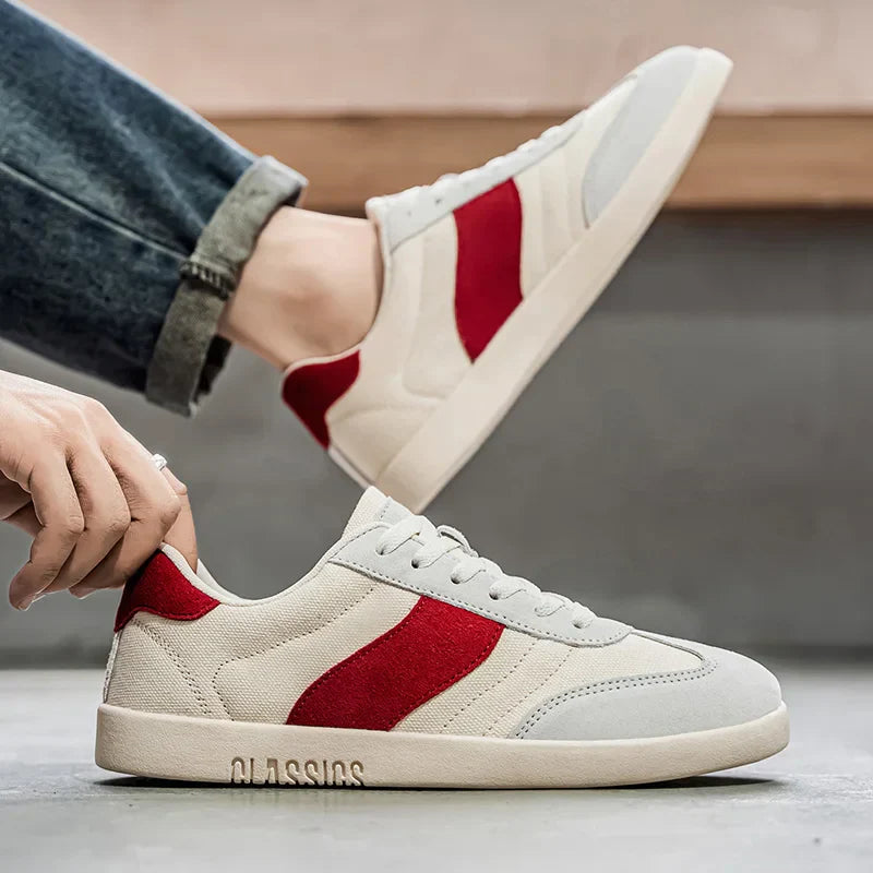 Herrsneakers Canvas-Ovandel Med Sidorand Och Eva-Sula