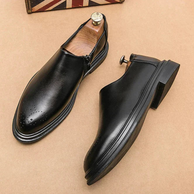 Loafers För Herr Med Brogue-Detalj, Sidoficka Och Vadderad Innersula