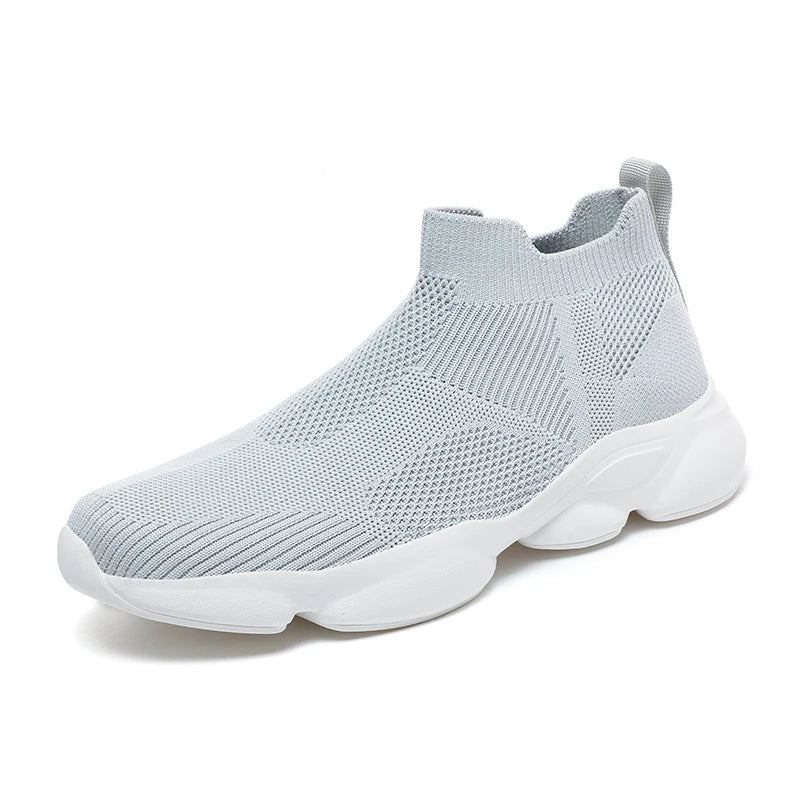 Herrsneakers med Strumpstil, Stickat Ovandel, Halkfri Sula