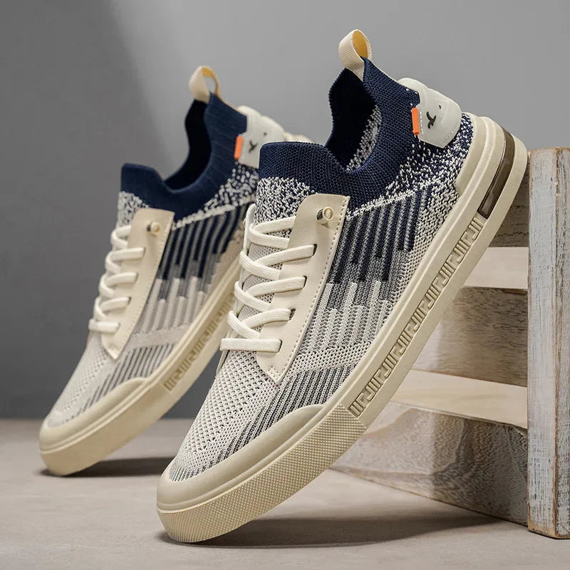 Herr Stickade Sneakers Med Tvåfärgad Design Och EVA-Innersula