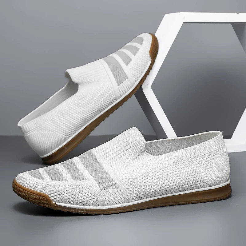 Herrloafers med Andningsbar Stickad Ovandel, Dämpad Fotbädd och Bågstödsupport, Slip-On
