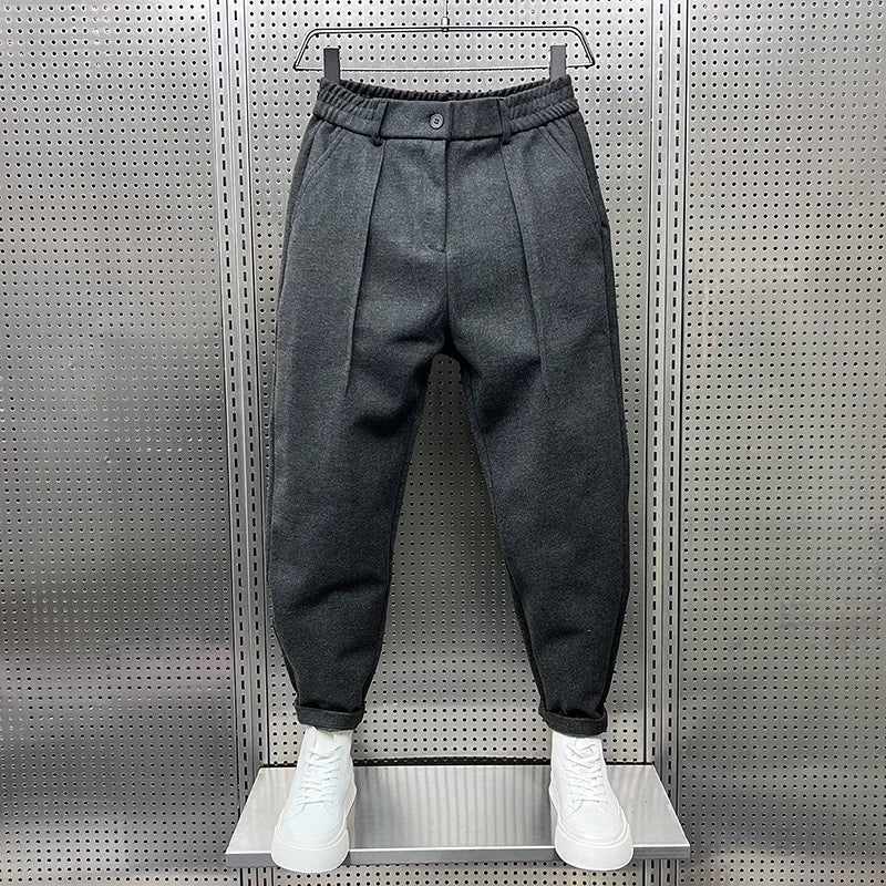 Kostymbyxor för Herr Slim Fit med Melange-tyg och Förfinad Finish