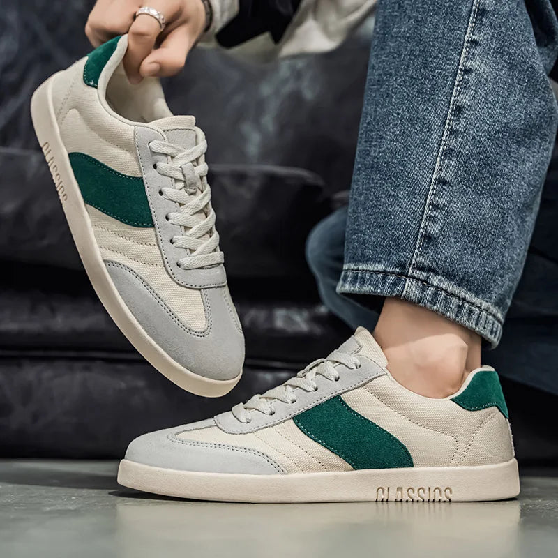 Herrsneakers Canvas-Ovandel Med Sidorand Och Eva-Sula