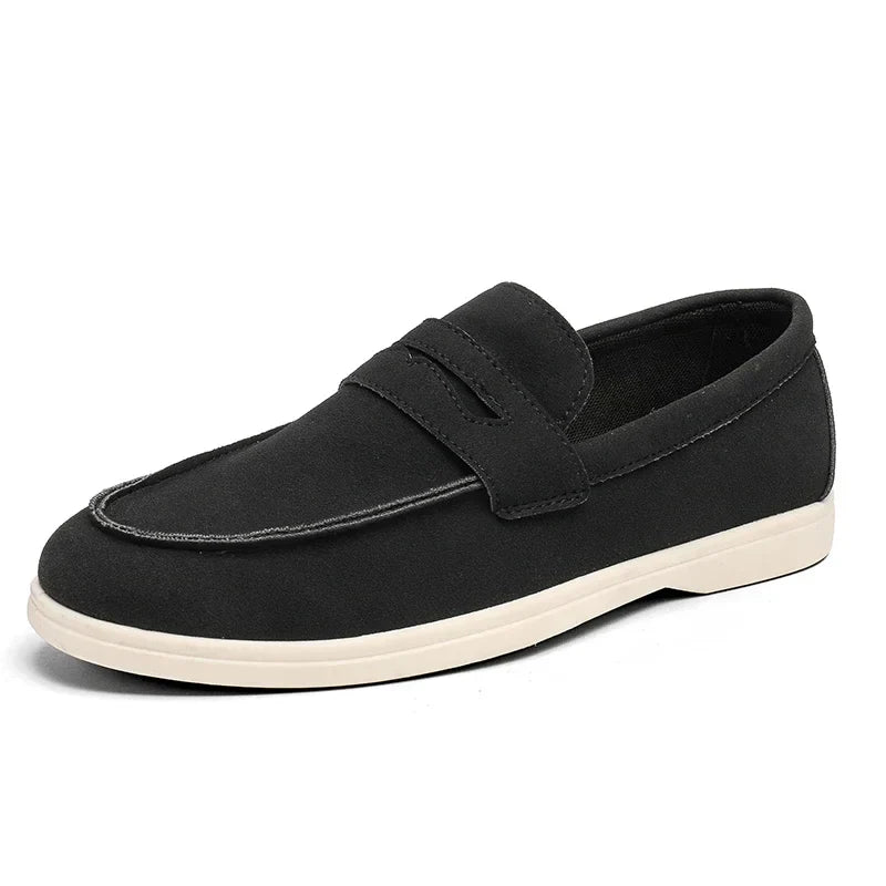 Herr Loafers i Konstmocka med Handsydda Sömmar och Dämpad Innersula