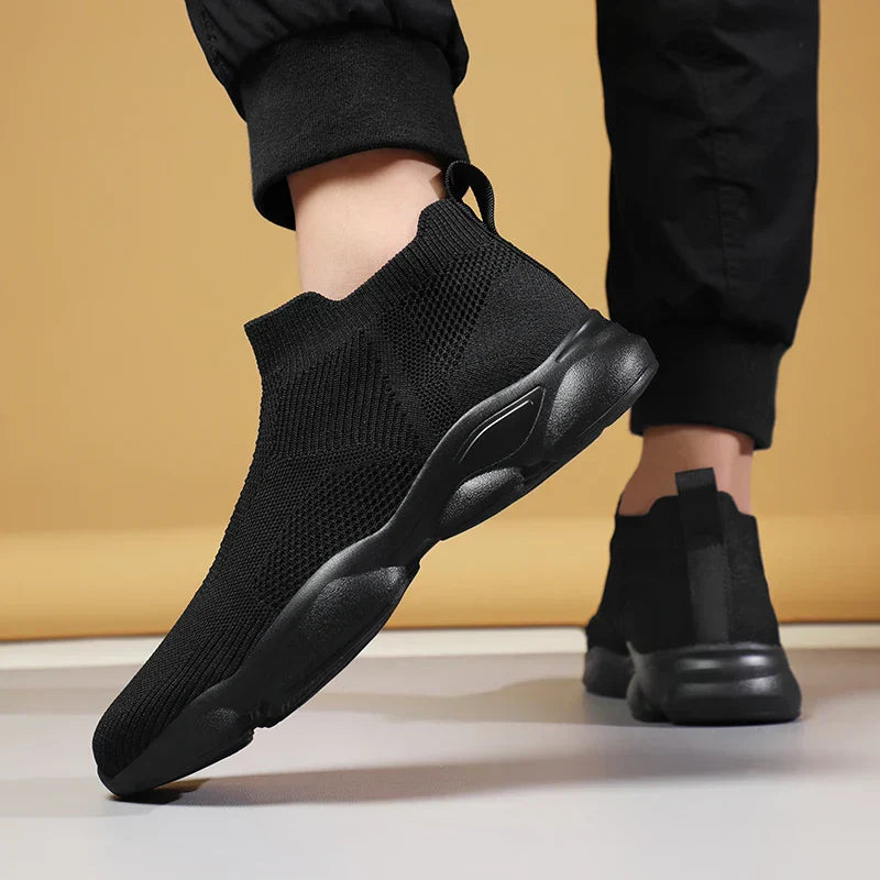 Herrsneakers med Strumpstil, Stickat Ovandel, Halkfri Sula