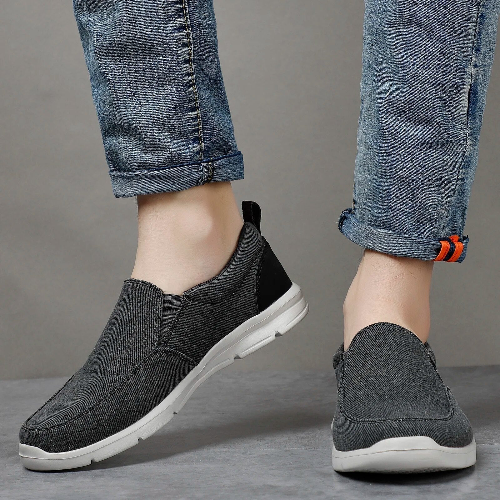 Herr Slip On Sneakers Vadderade Sulor Casual Skor