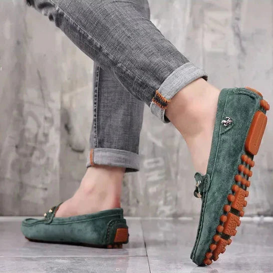 Loafers För Herr Med Mockaöverdel, Snurrad Rem Och Moc-Tå