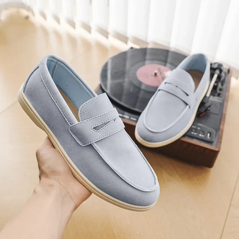 Herr Loafers i Konstmocka med Handsydda Sömmar och Dämpad Innersula
