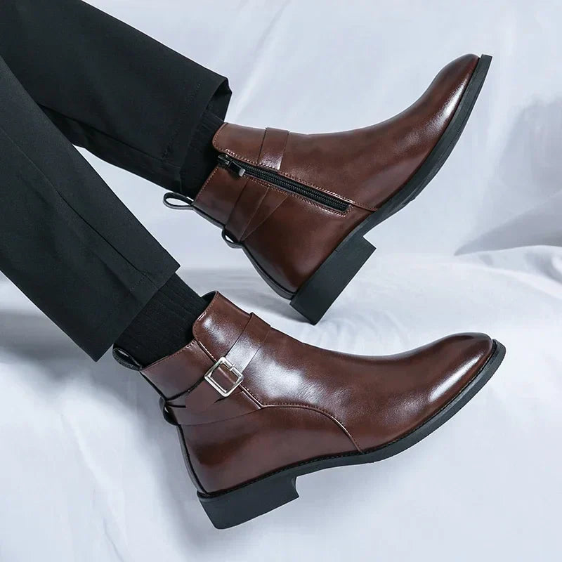Herr Chelsea Boots Med Sidodragkedja Och Gummiyttersula