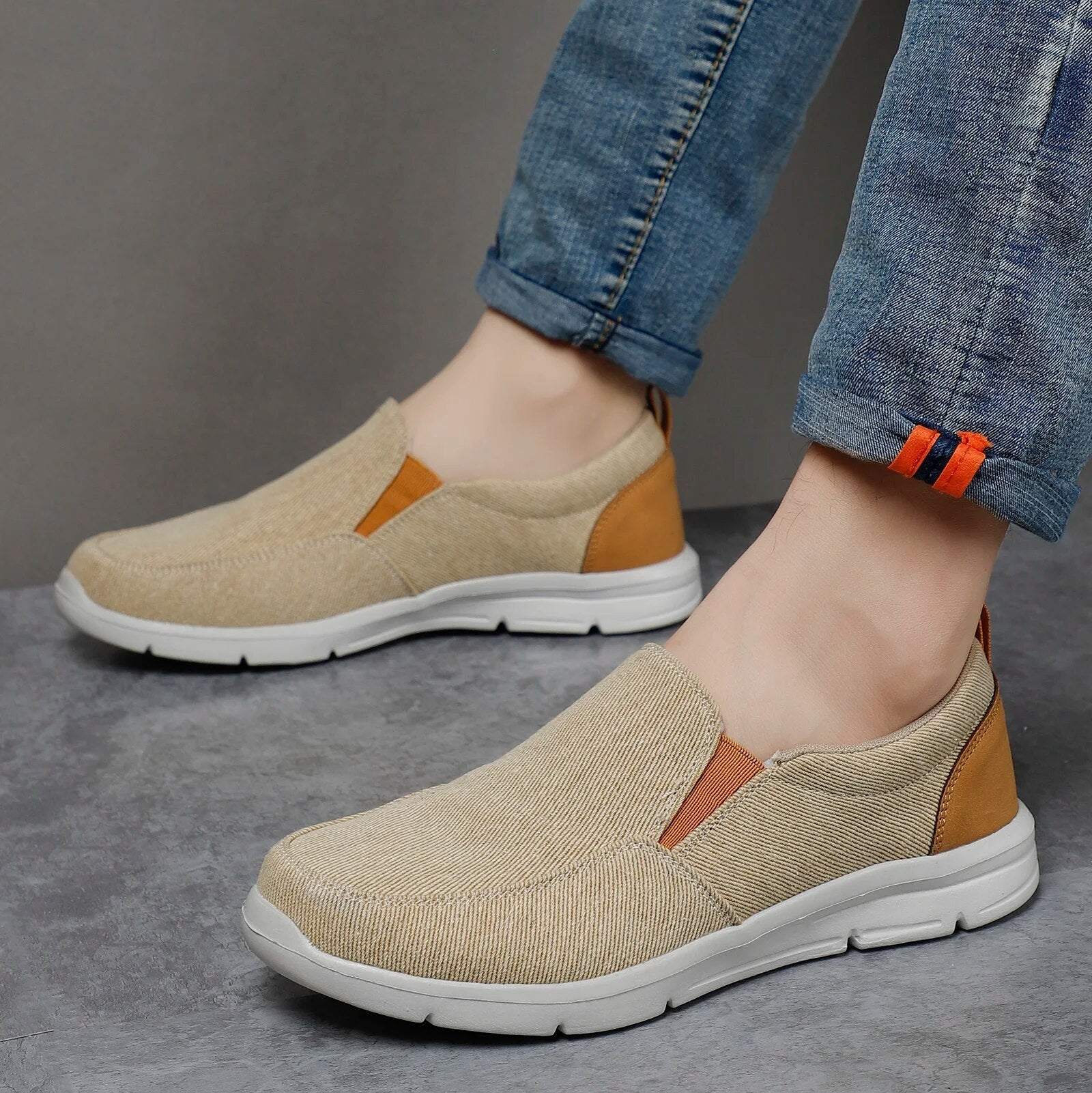 Herr Slip On Sneakers Vadderade Sulor Casual Skor
