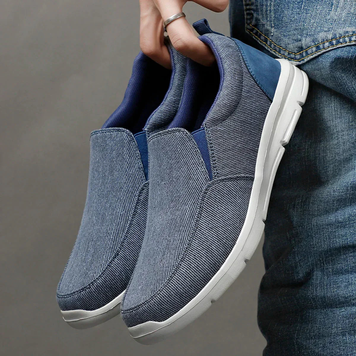 Herr Slip On Sneakers Vadderade Sulor Casual Skor