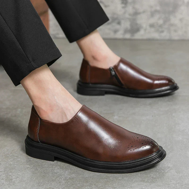 Loafers För Herr Med Brogue-Detalj, Sidoficka Och Vadderad Innersula
