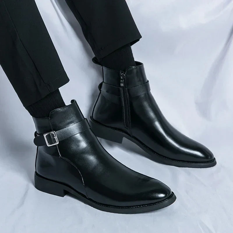 Herr Chelsea Boots Med Sidodragkedja Och Gummiyttersula