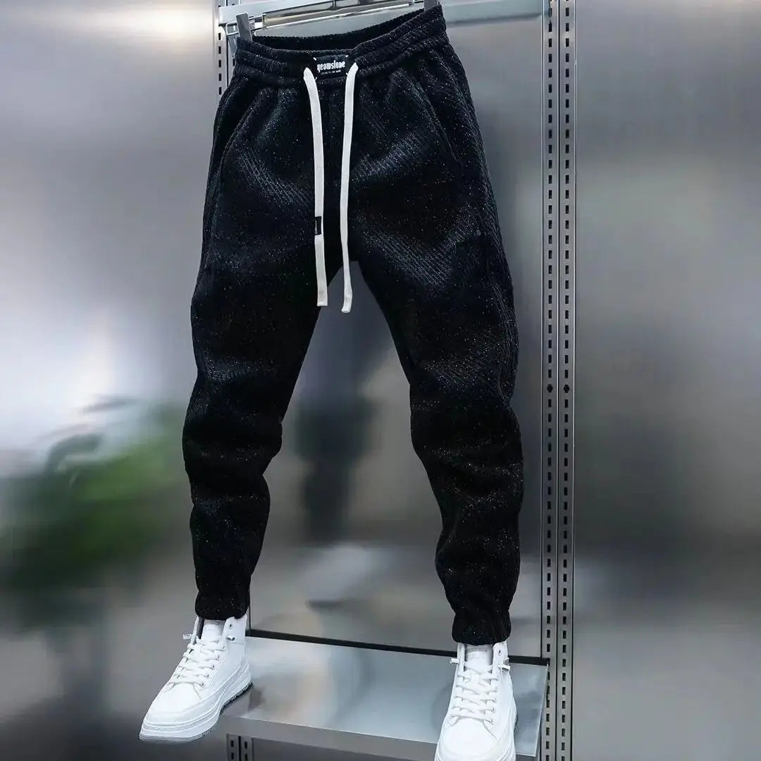 Byxor för Herr Slim Fit med Elastisk Midja, Dragsko och Unikt Mönster