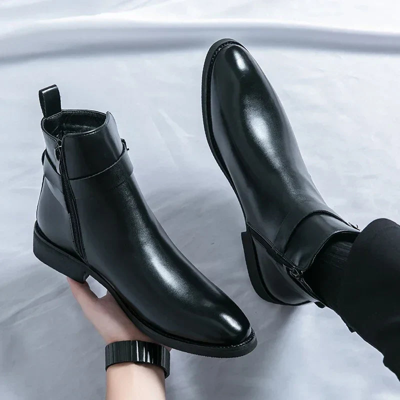 Herr Chelsea Boots Med Sidodragkedja Och Gummiyttersula