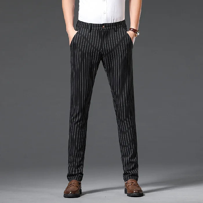 Herr Byxor Med Pinstripe Slim Fit och Midjehöjd