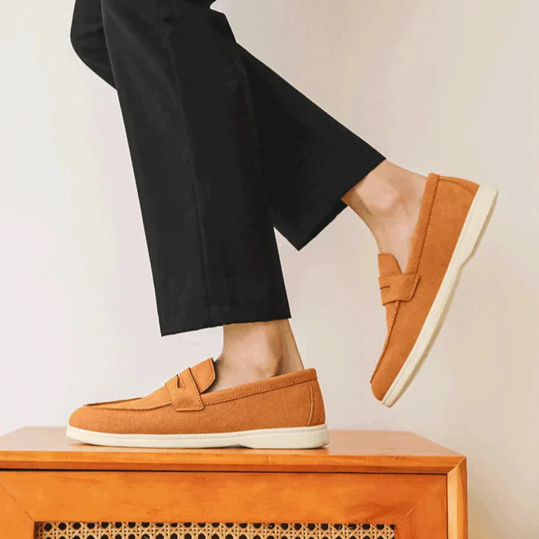 Herr Loafers i Konstmocka med Handsydda Sömmar och Dämpad Innersula