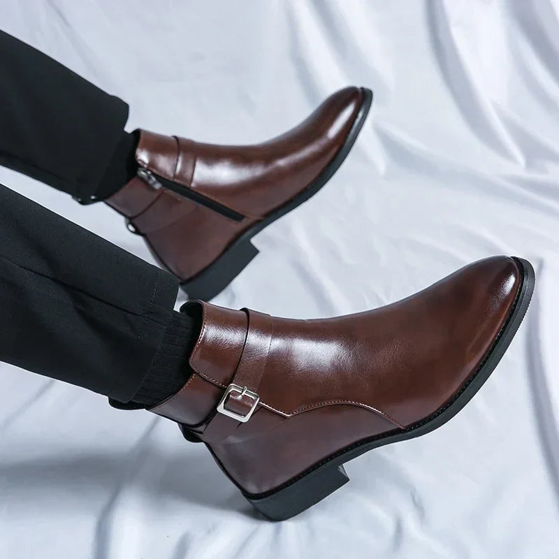 Herr Chelsea Boots Med Sidodragkedja Och Gummiyttersula