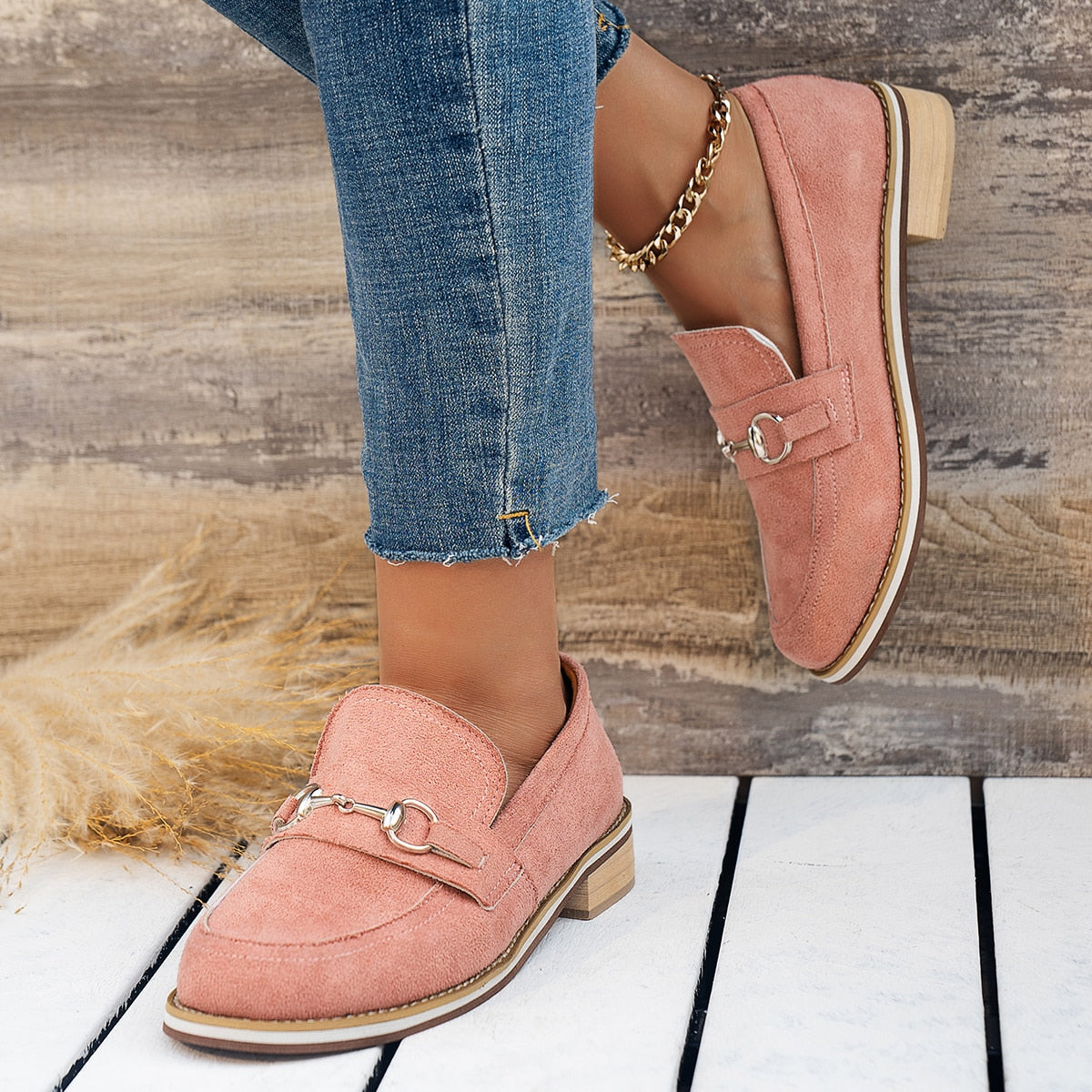 Dam vår Sommar Höst Loafers Med Rund Tå, Stöd För Hålfoten Och 2 CM Plattform