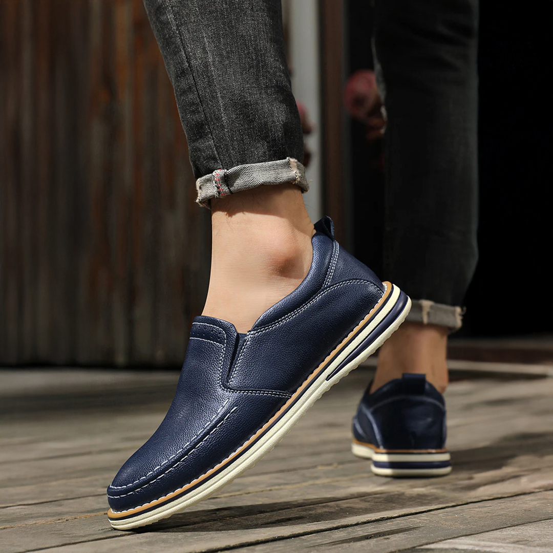 Herr Slip-on Loafers Hand sydda Elastiska Paneler Flexibel Sula