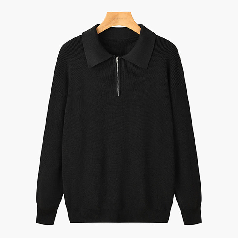 Herr Halvzip Tröja Med Texturerad Yta Och Polokrage