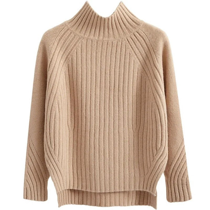 Dam Pullover Långa Ärmar Ribbad Kant