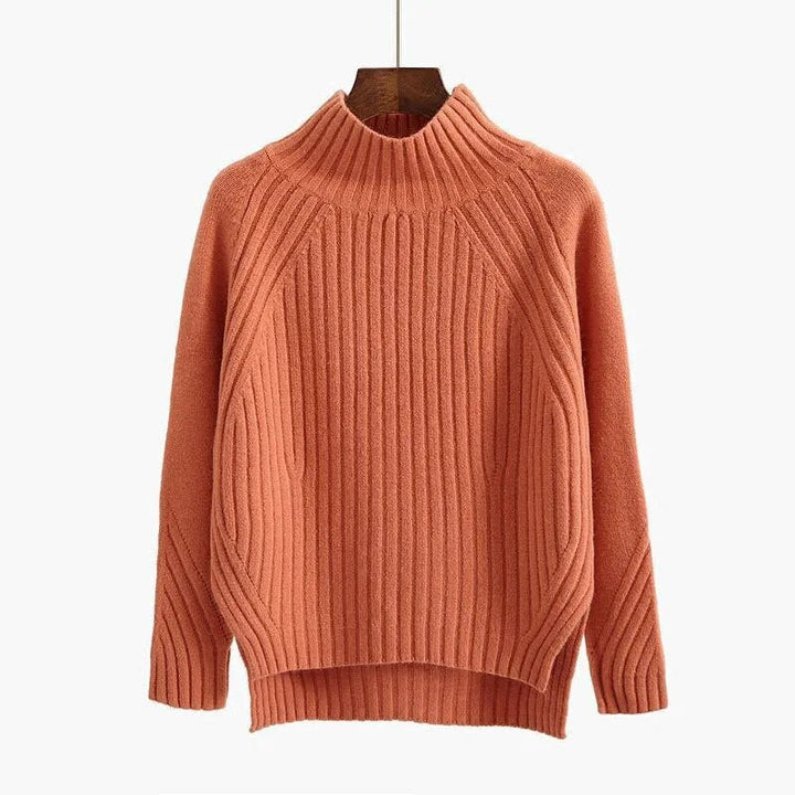 Dam Pullover Långa Ärmar Ribbad Kant
