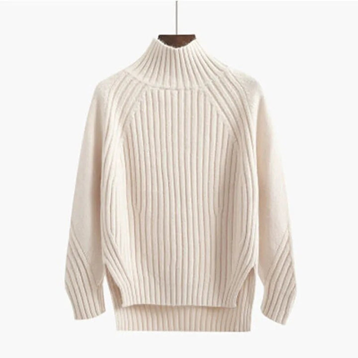 Dam Pullover Långa Ärmar Ribbad Kant